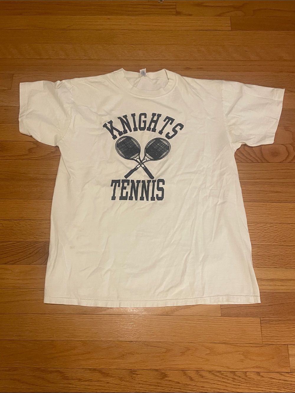 VTG single stitch Russell Athletic t-shirt  White Tee with Blue & Red Logo large